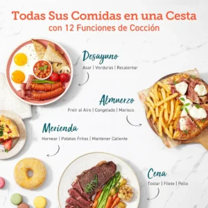 La Cosori Dual Blaze dispone de 12 funciones de cocinado preestablecidas para una gran variedad de alimentos 