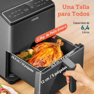 La Cosori Dual Blaze posee una capacidad que permite cocinar gran cantidad de alimentos de una vez