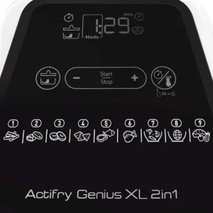 LA Freidora de aire Tefal Actifry Genius XL tiene una pantalla táctil para controlar y programar el tiempo y temperatura entre otras cosas